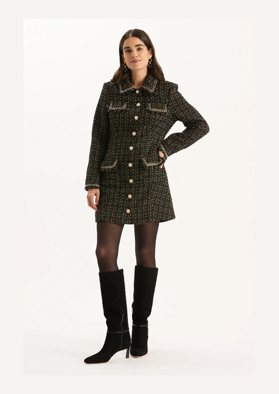 Beth Gold Button Boucle Dress – lisamoranltd