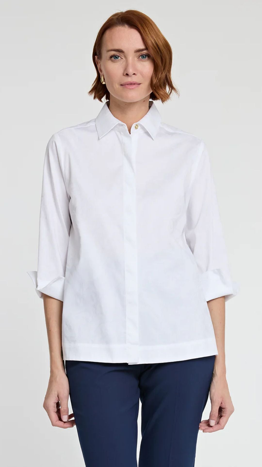 Xena 3/4 Sleeve Bali Jacquard Zip Back Shirt