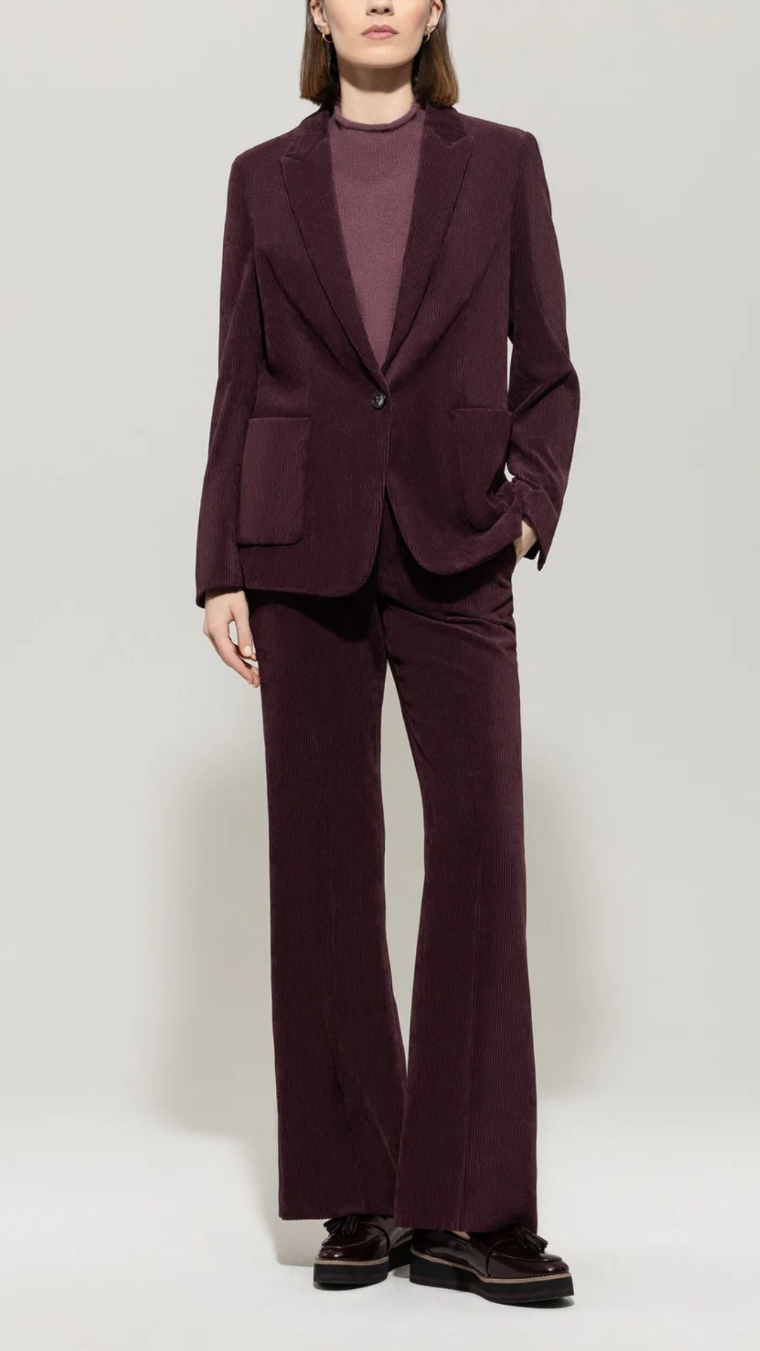 Corduroy One-Button Blazer