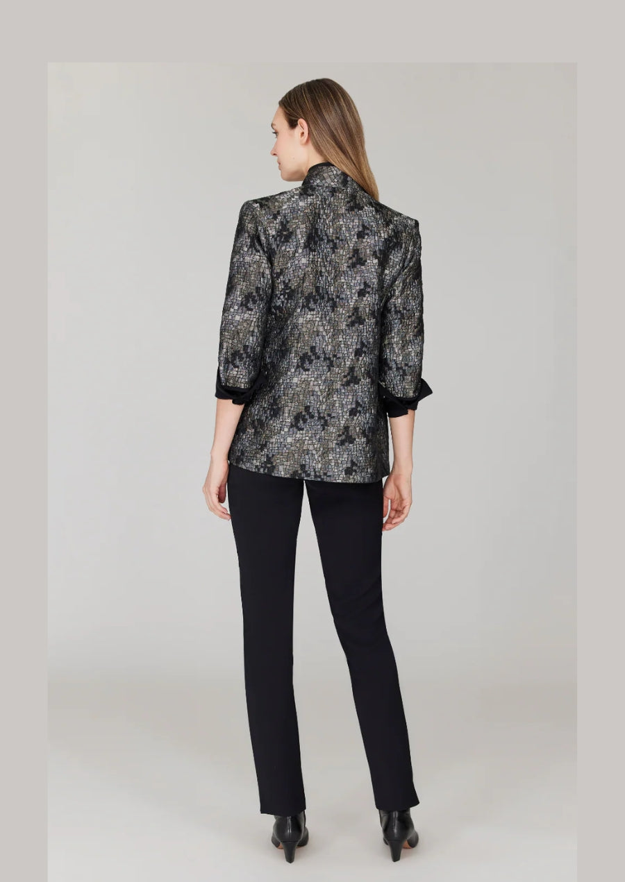 Abstract Mosaic Jacquard High Neck Jacket