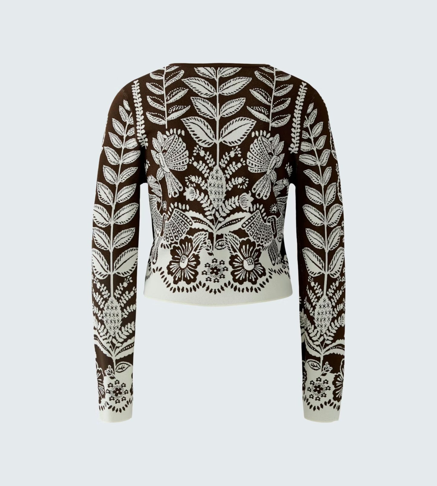 Fine Knit Cardigan with Floral Pattern