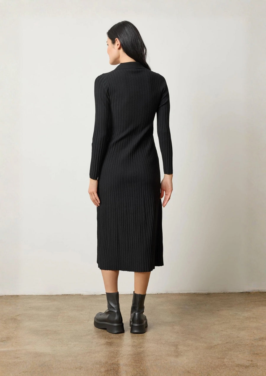 Long Sleeve Rib Henley Dress