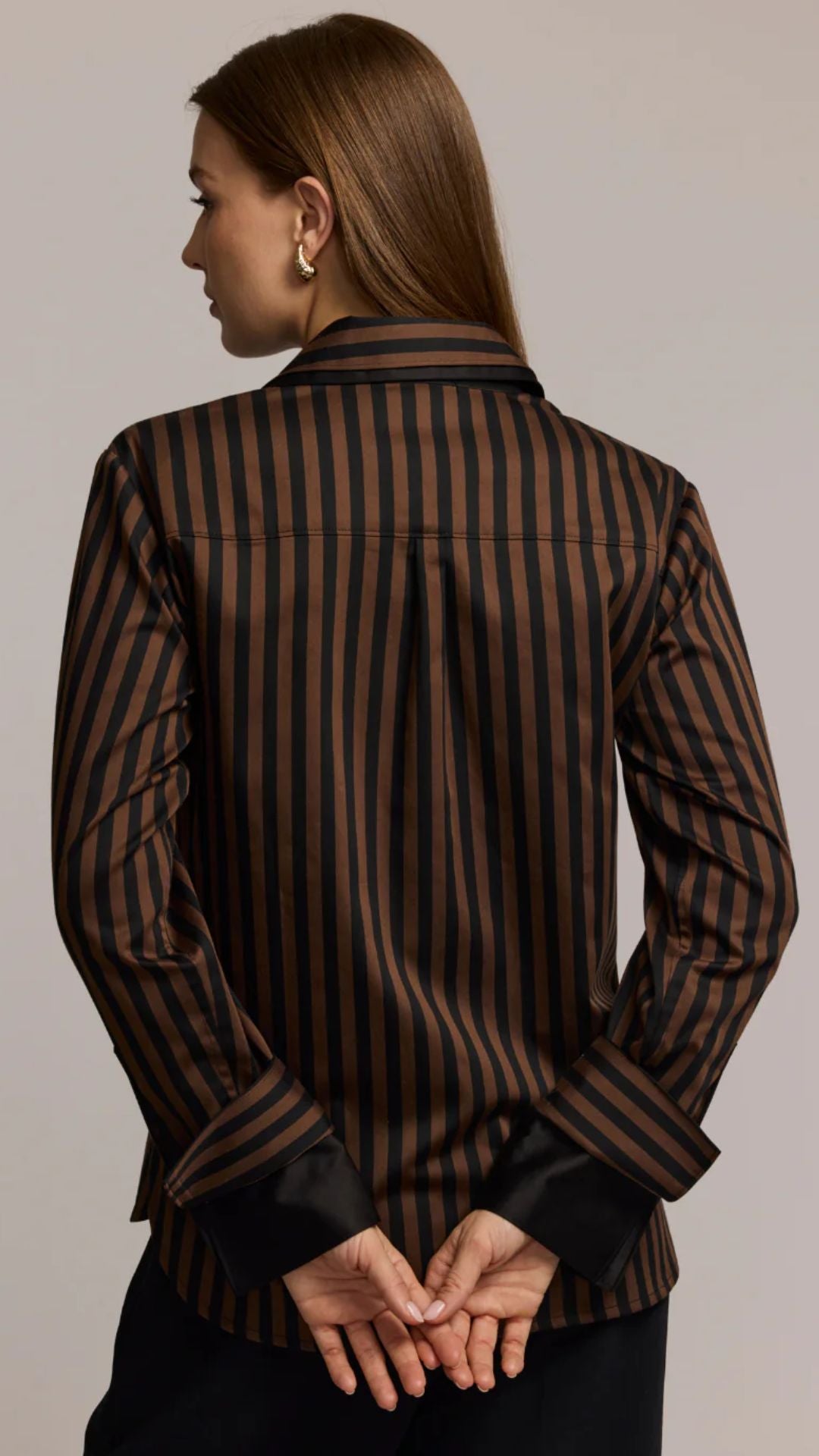 Margot Long Sleeve Stripe Shirt- CR/BLK