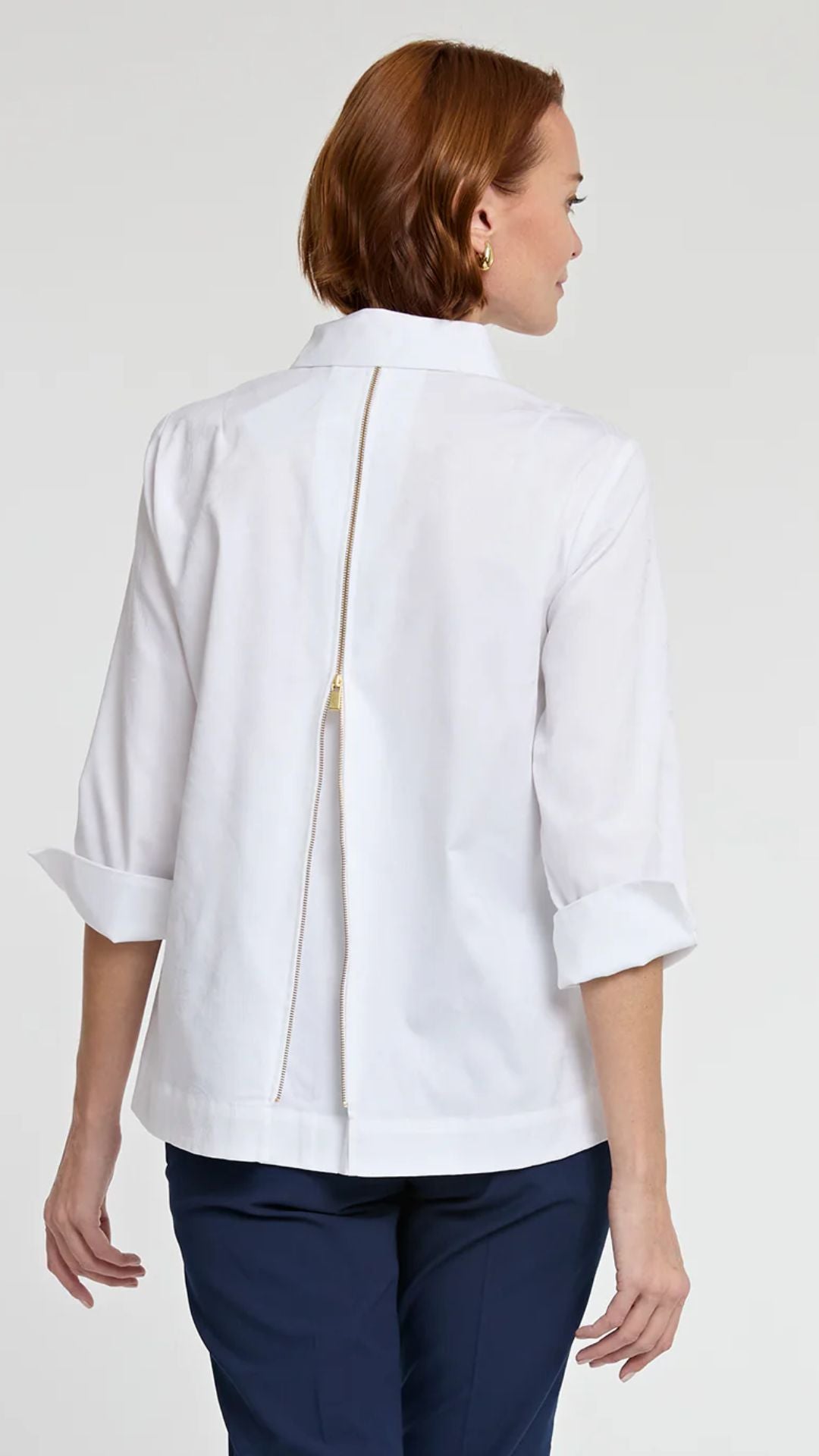 Xena 3/4 Sleeve Bali Jacquard Zip Back Shirt