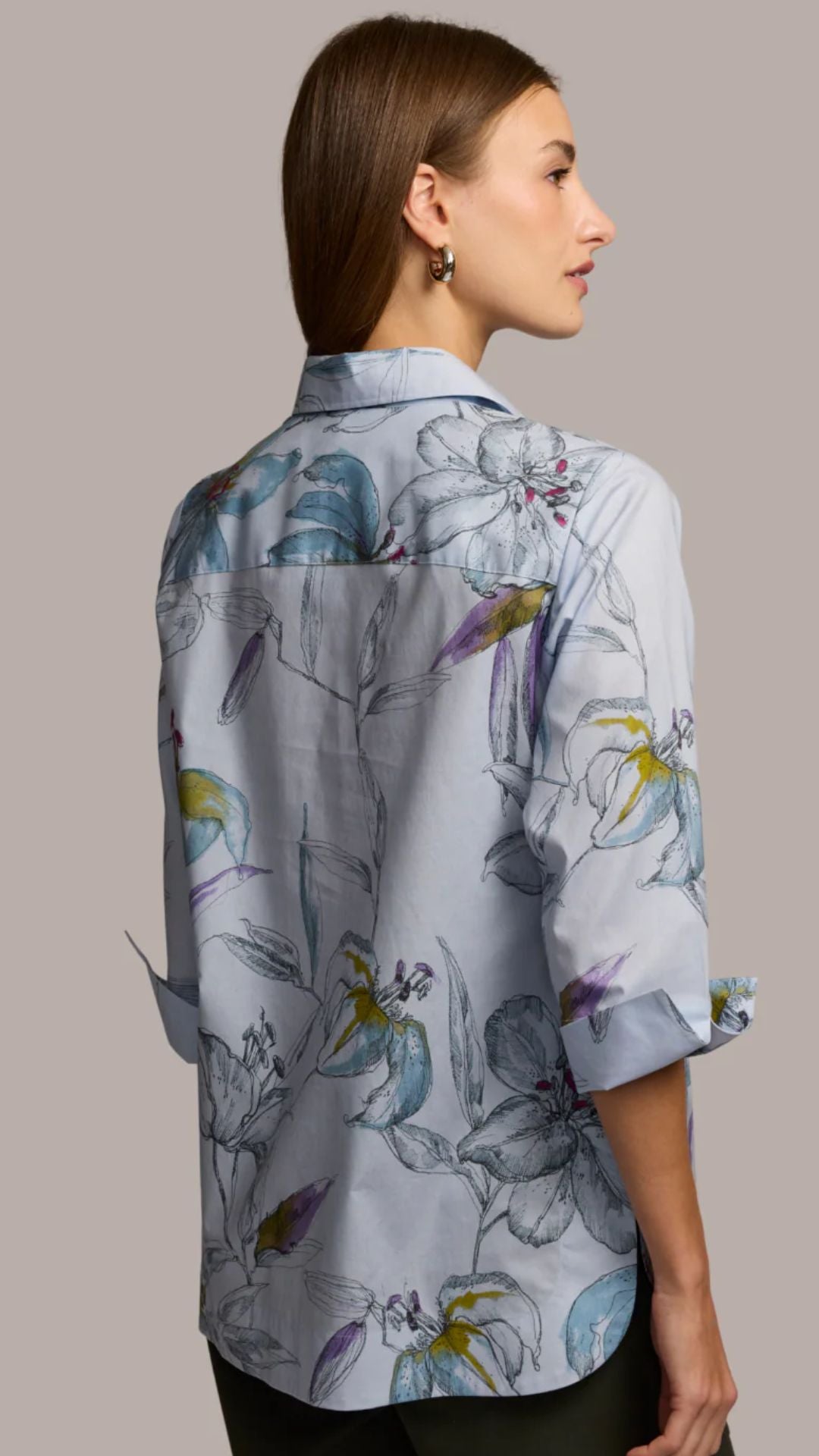 Charlotte 3/4 Sleeve Lily Print Top