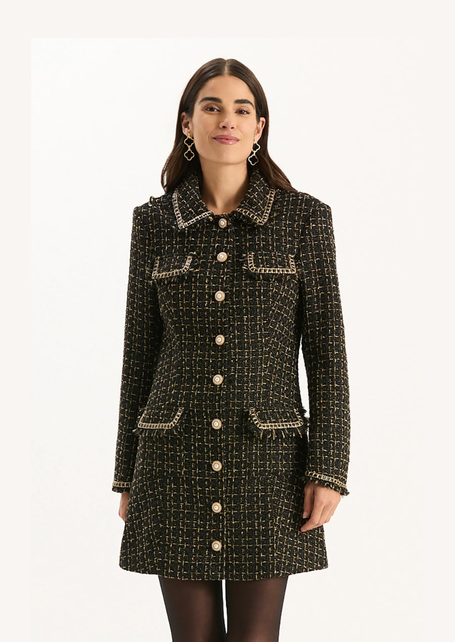 Beth Gold Button Boucle Dress