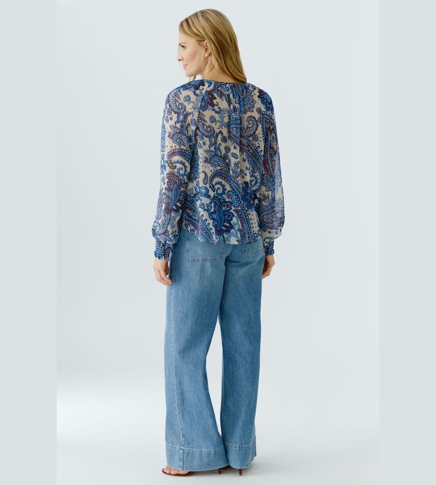 Blouse- Off White Blue