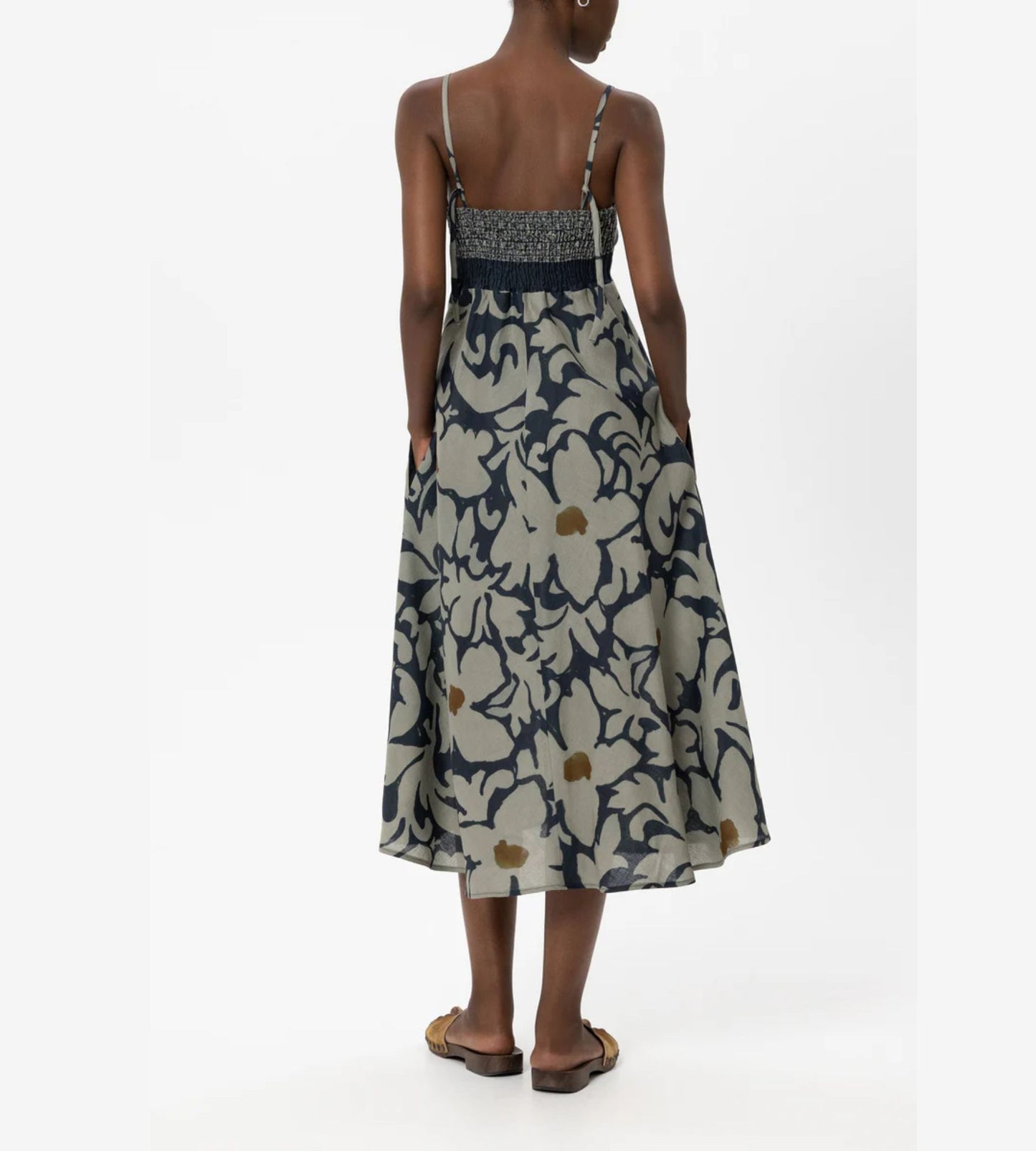 Ramie Dress with Flower Print