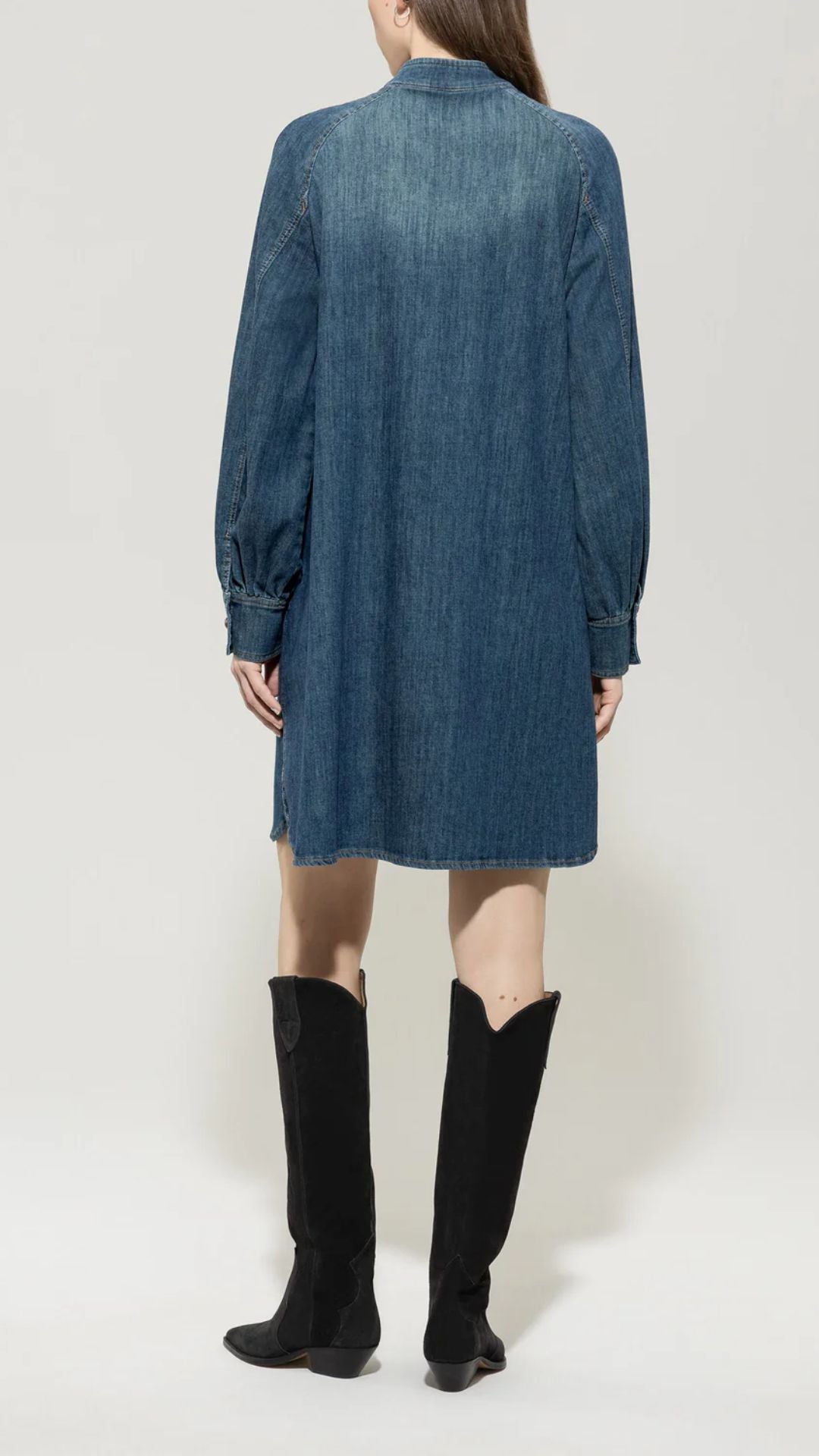 Denim Dress with Ruffle Detail