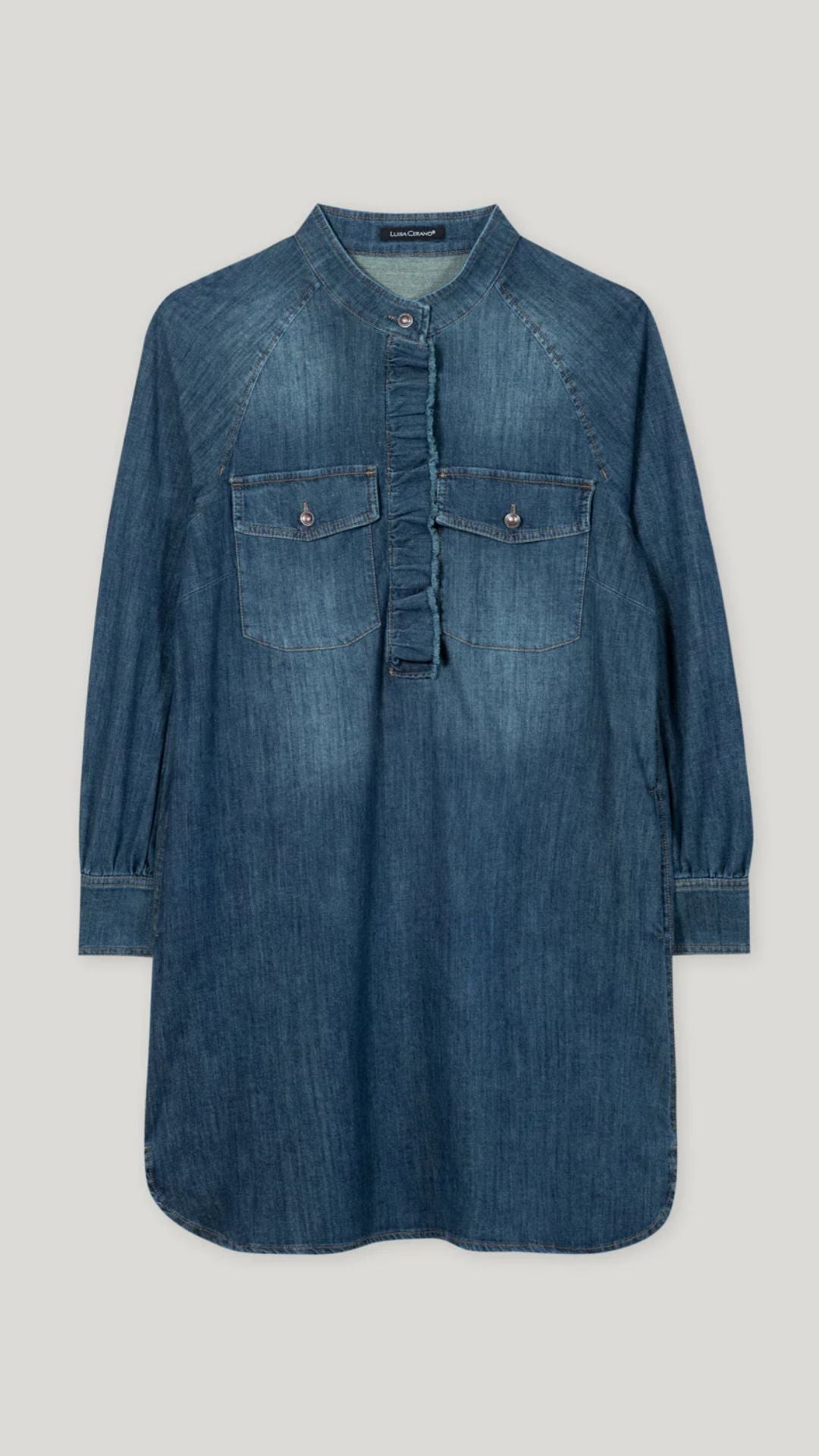 Denim Dress with Ruffle Detail