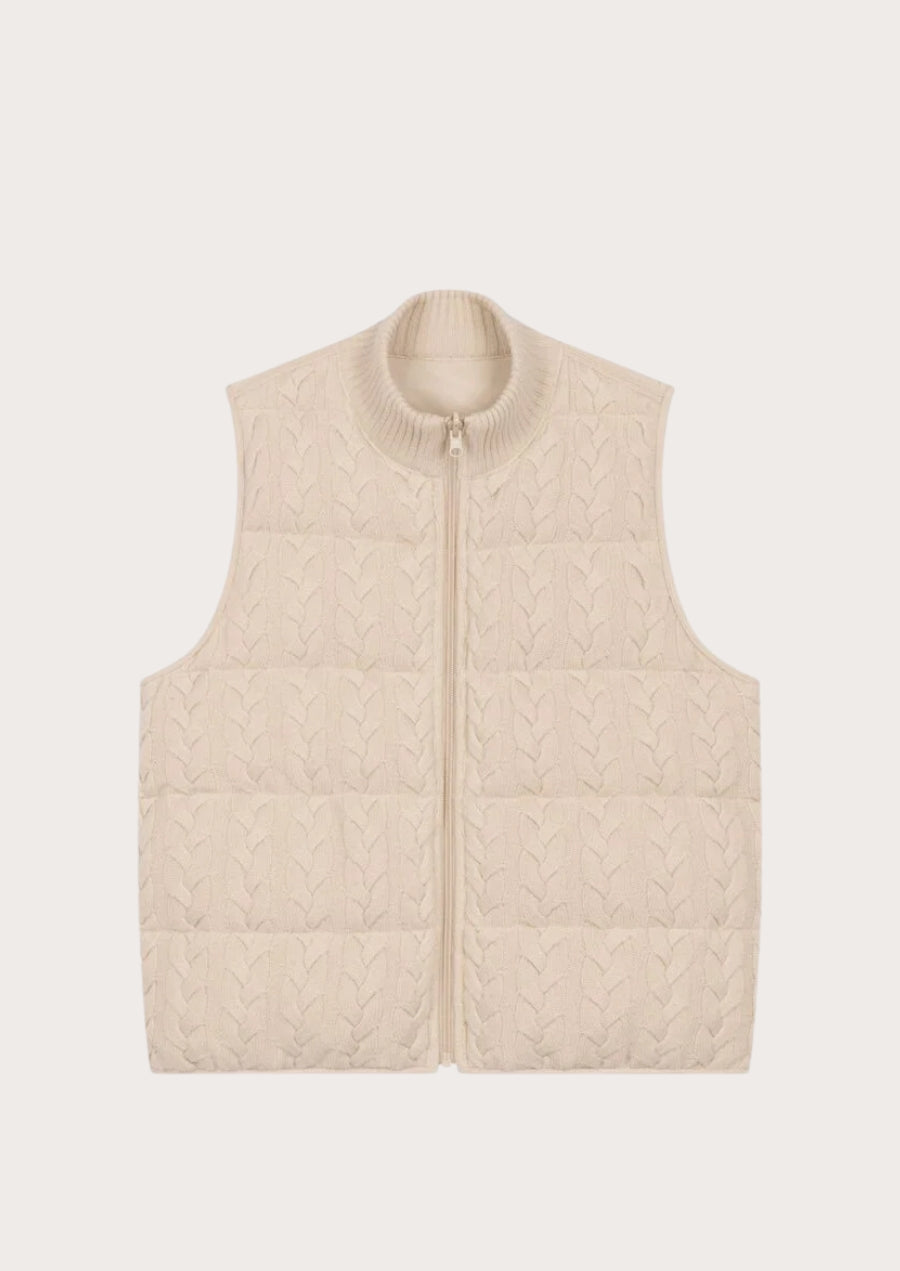 Reversible Sleeveless Cable Knit Down Vest