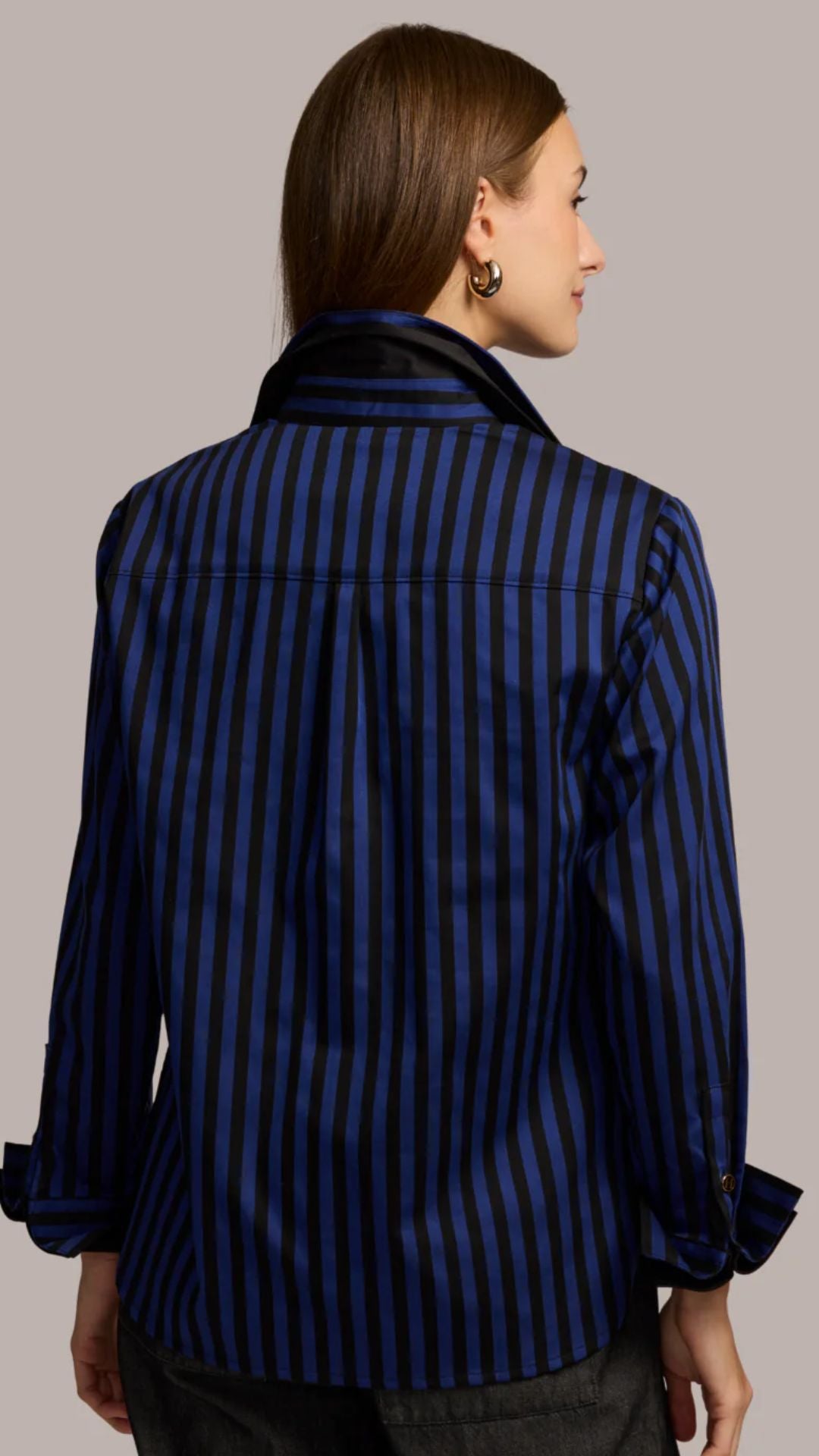 Margot Long Sleeve Stripe Shirt- SAP/BLK