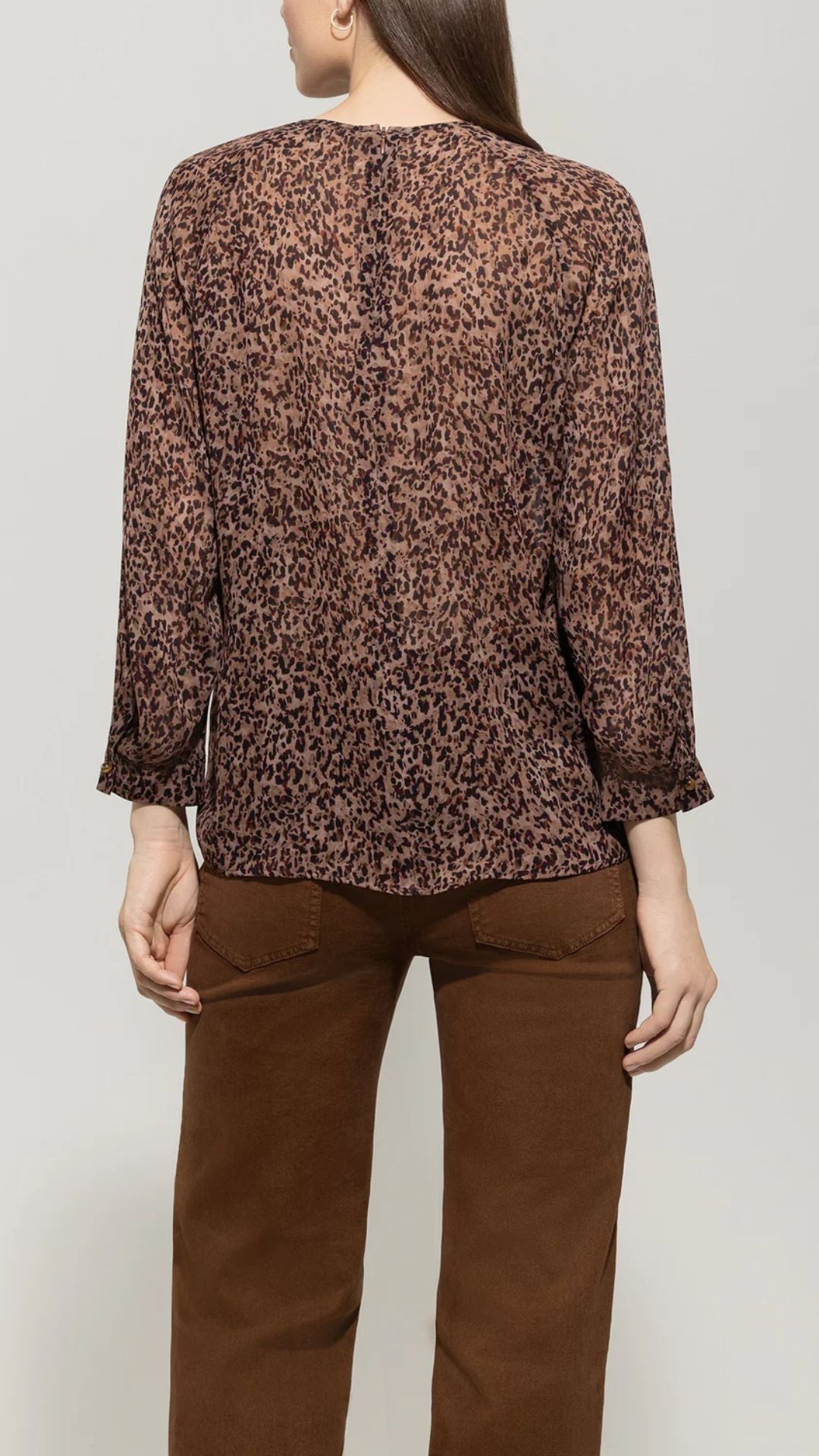 Blouse with Animal Print-Burgundy