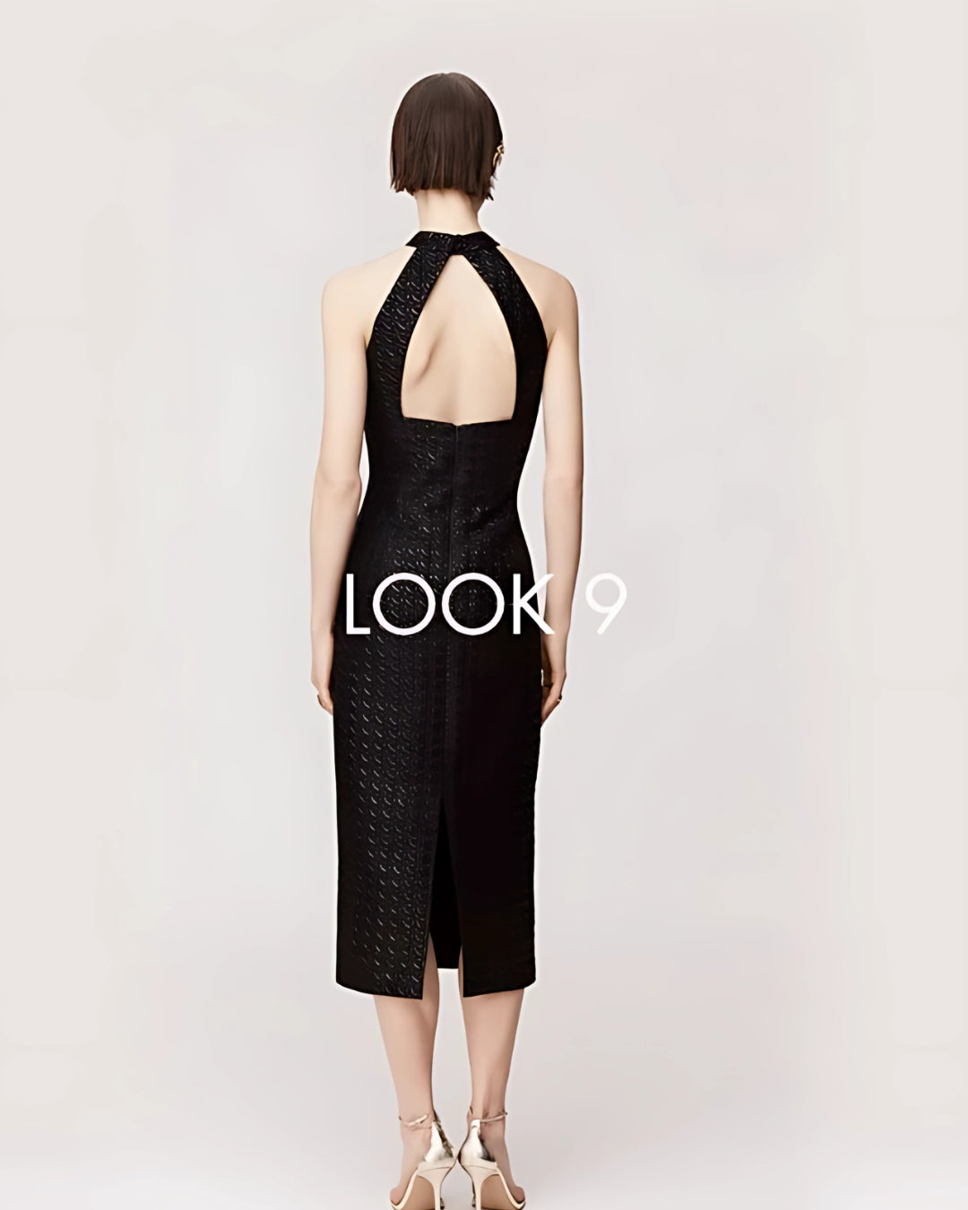 A&B6714 Halter-Neck Black Midi Dress