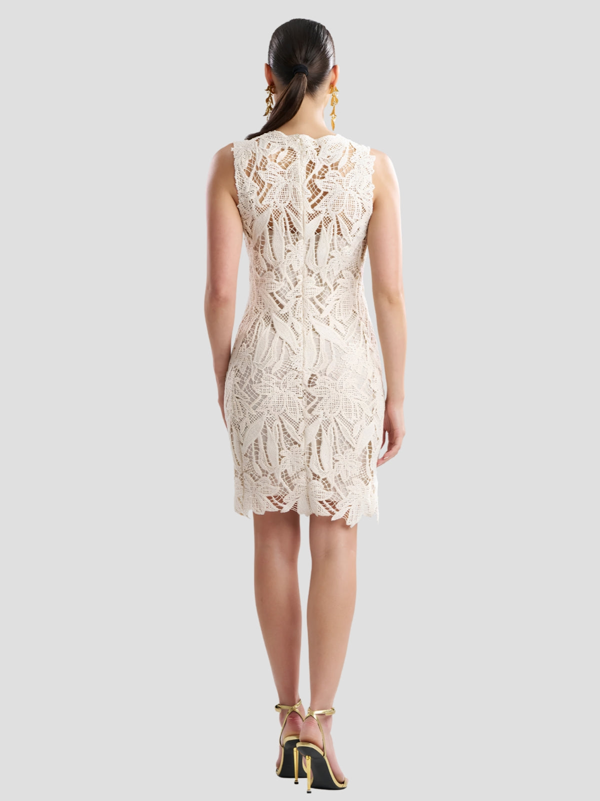 X83036-Crochet Lace Cotton Sheath Dress