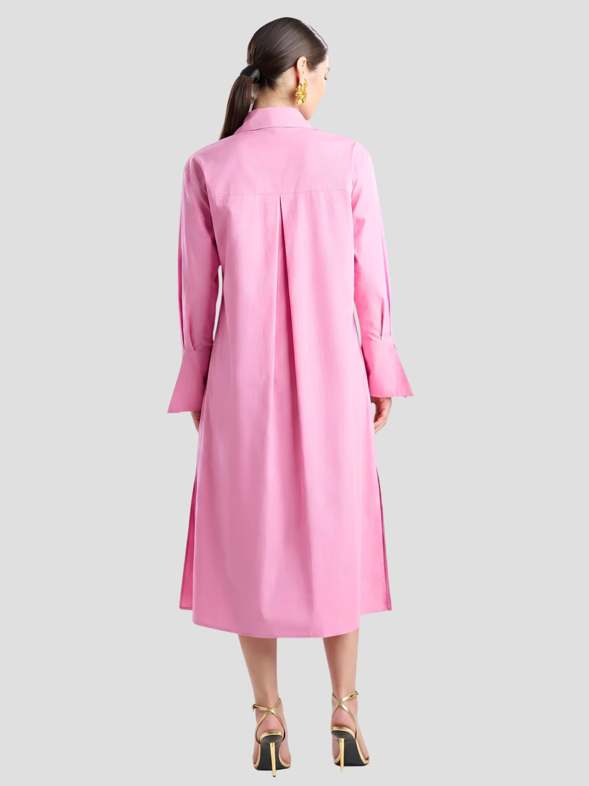 Tech Cotton Taffeta Tunnel Belted Trapeze Dress