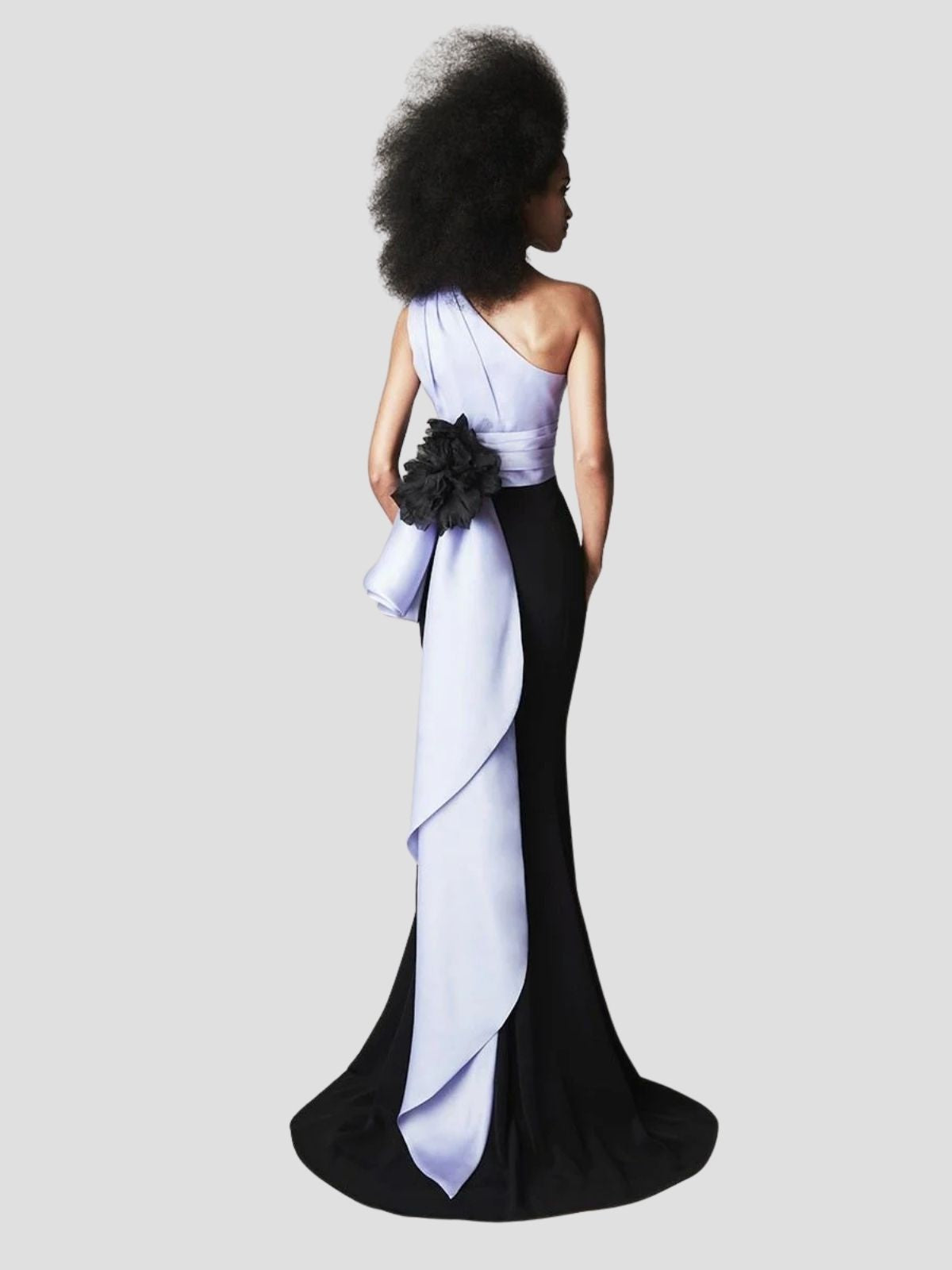 One Shoulder Purple Black Gown