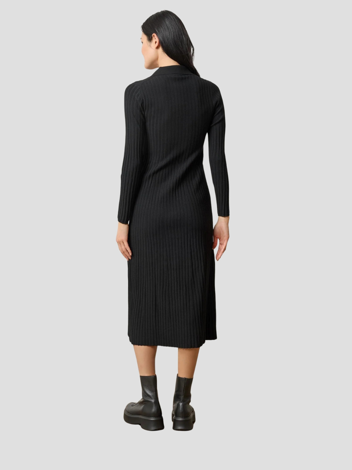 Long Sleeve Rib Henley Dress