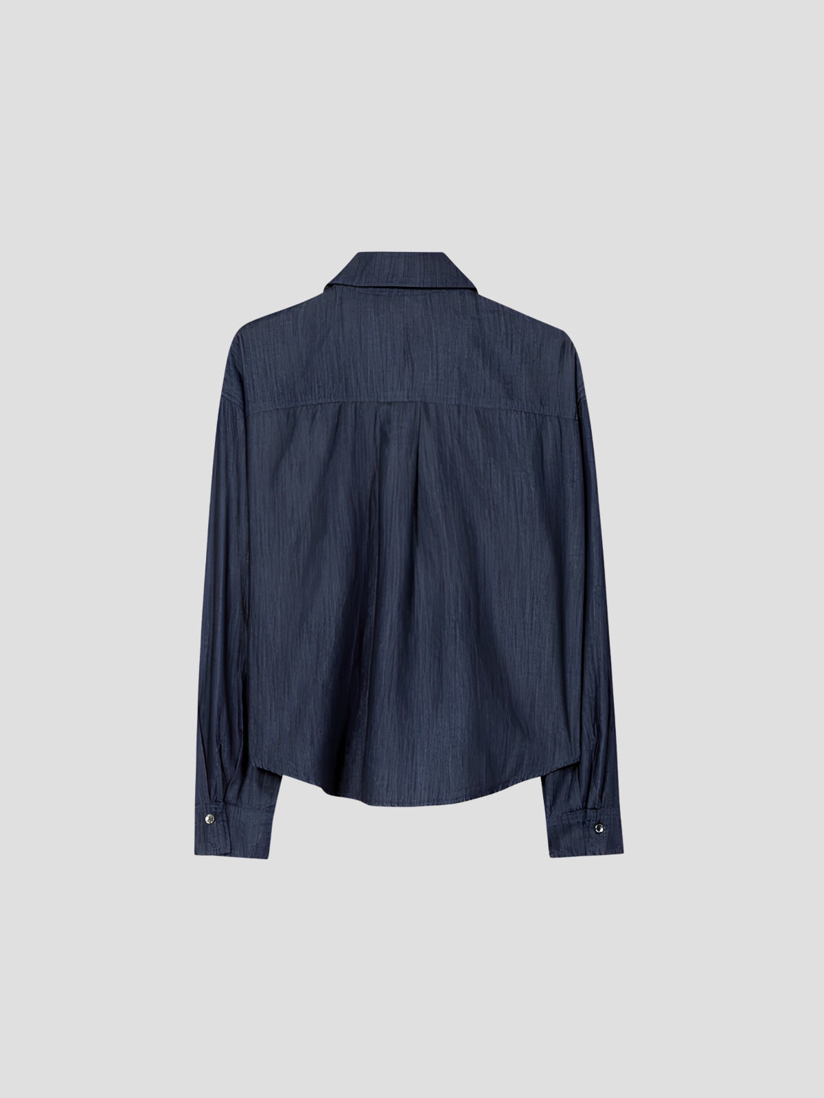 Denim Shirt Blouse with Ruffle