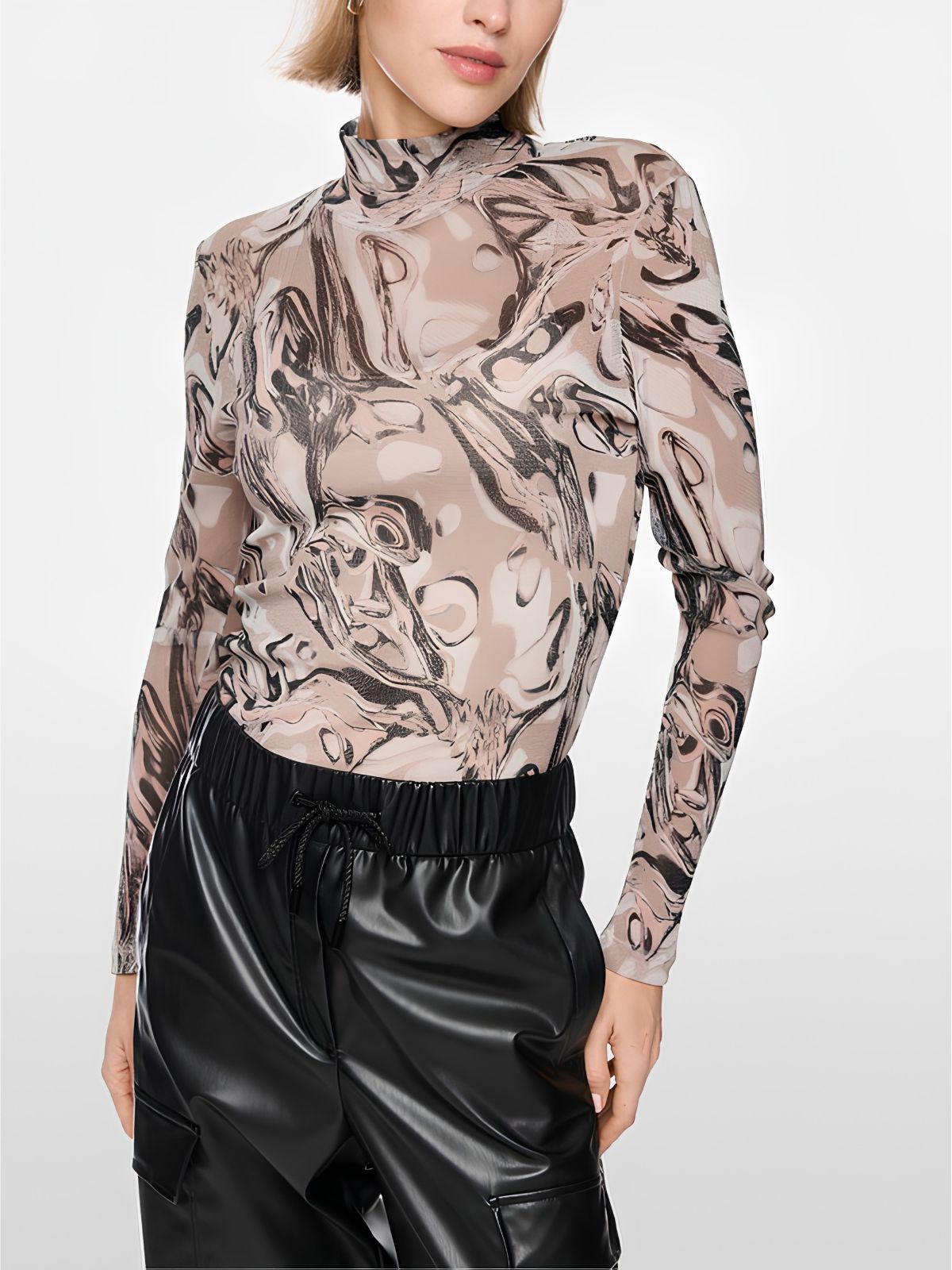 Marc Cain #BS4807J02 Super-stretch Shirt with Magma Print