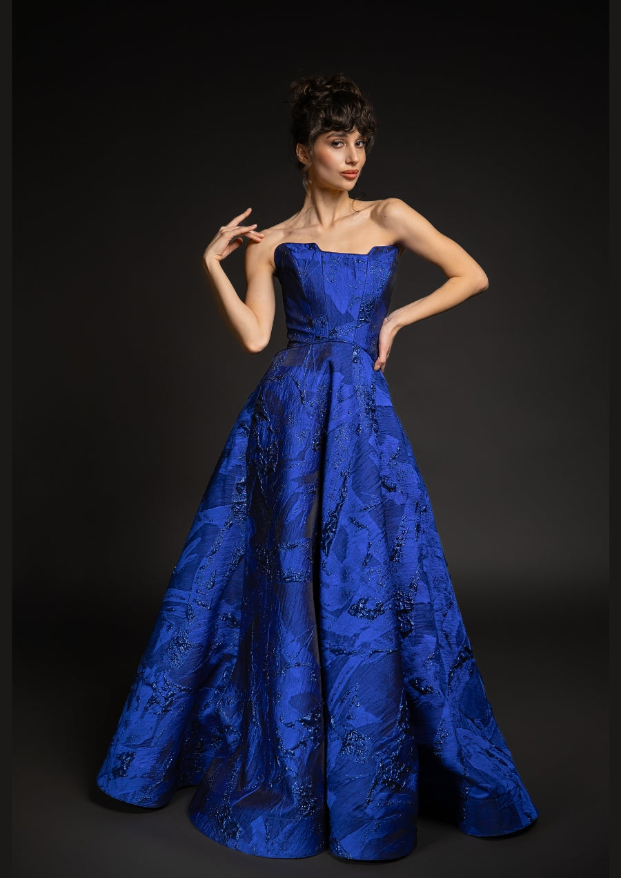 cobalt blue gown evening dress A-Line Sweetheart Neck Tulle Lace Royal Blue Long Prom Dress PSK491 US2 / Custom Color main image 0