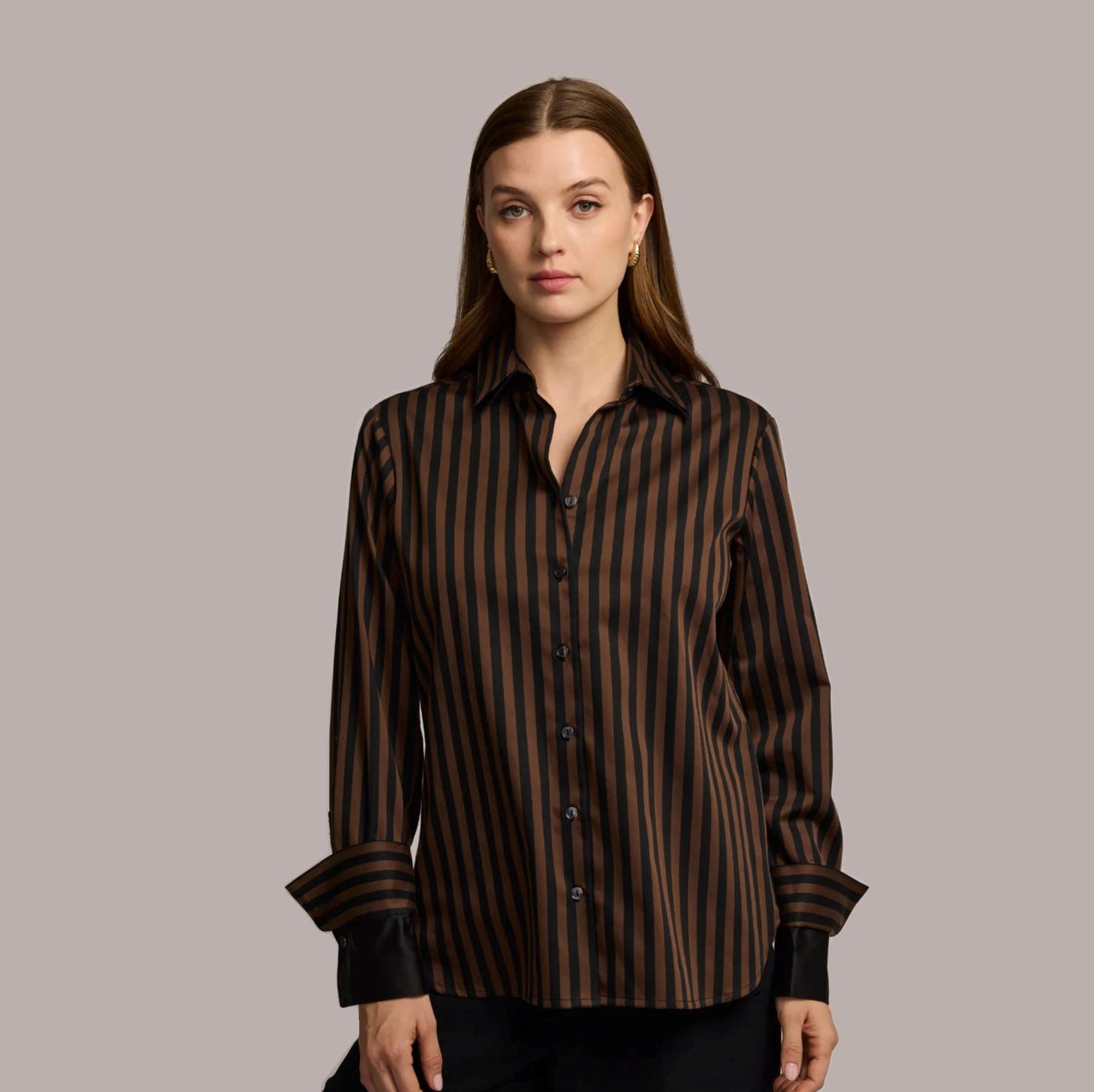 Margot Long Sleeve Stripe Shirt- CR/BLK