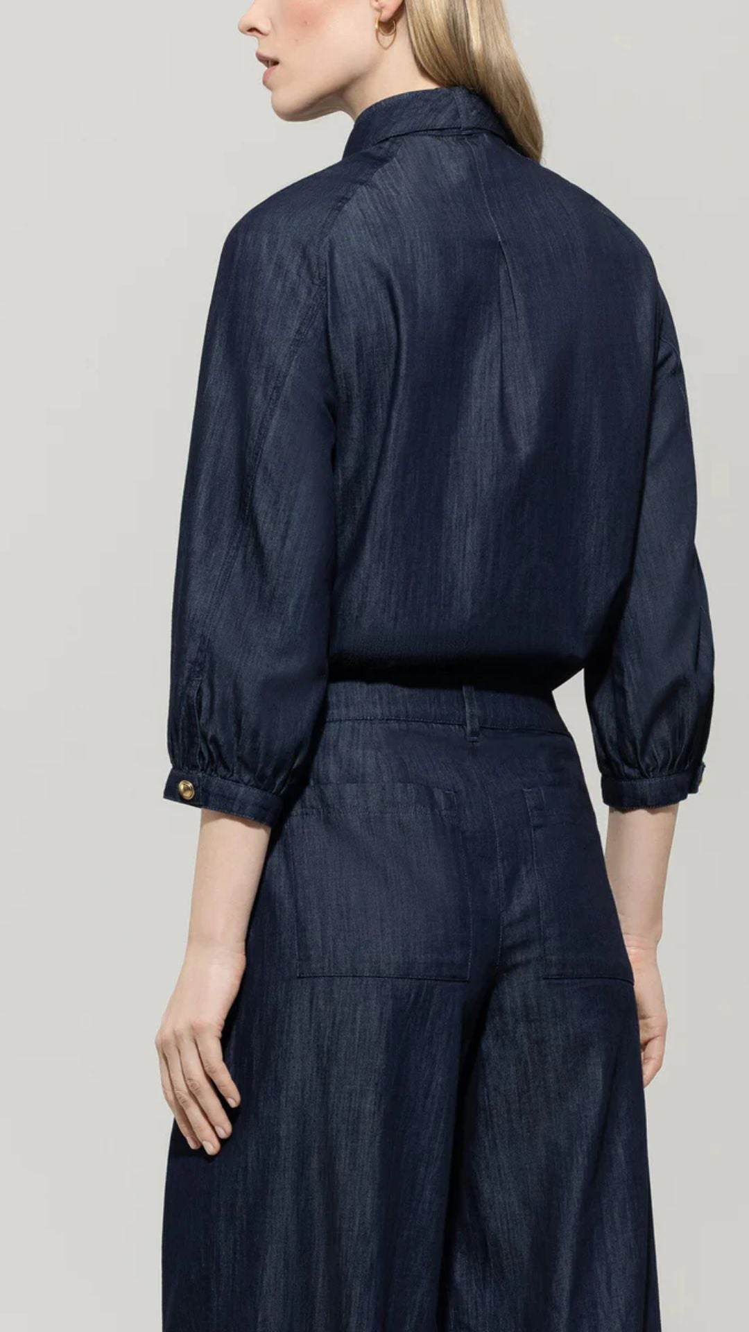 Denim Blouse with Bow
