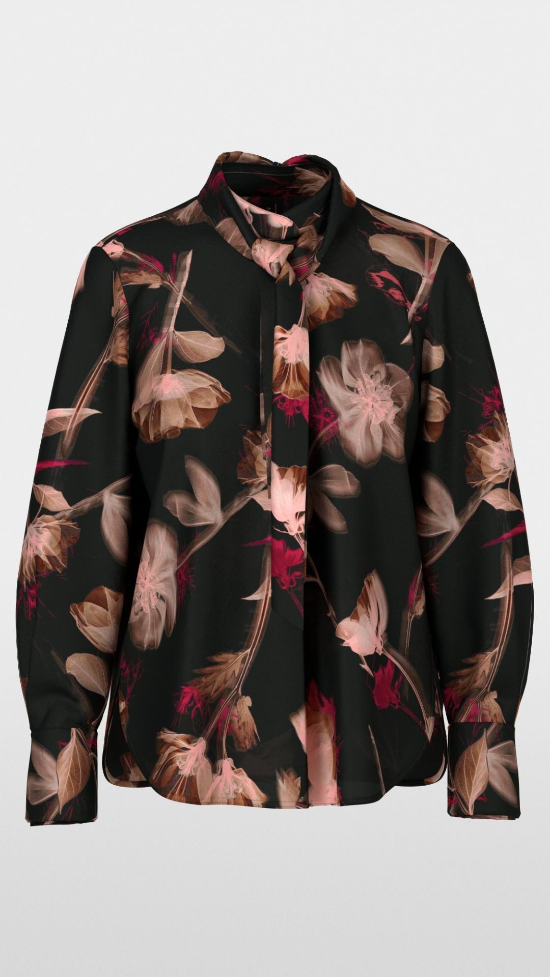Turtleneck Blouse with Floral Print
