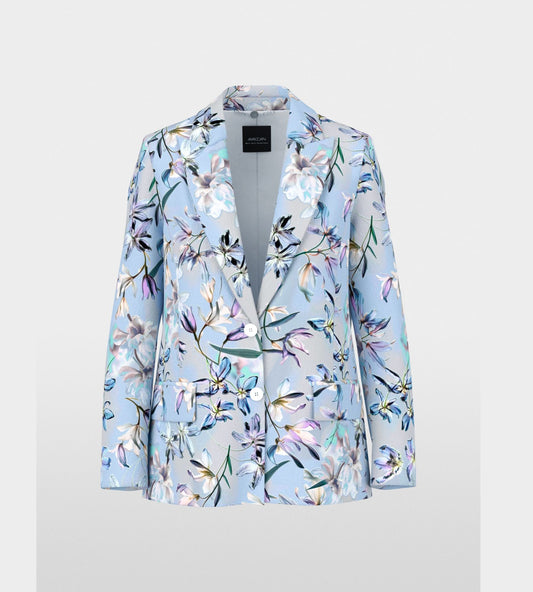 Single-Breasted Blazer with Floral Pattern