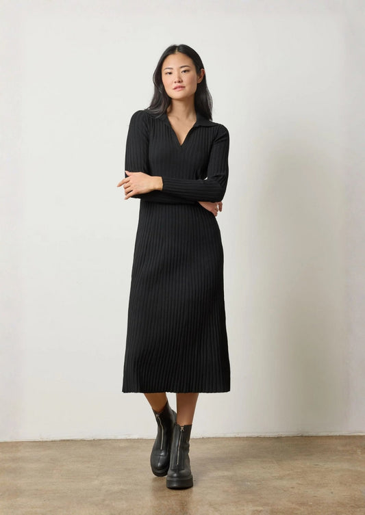 Long Sleeve Rib Henley Dress