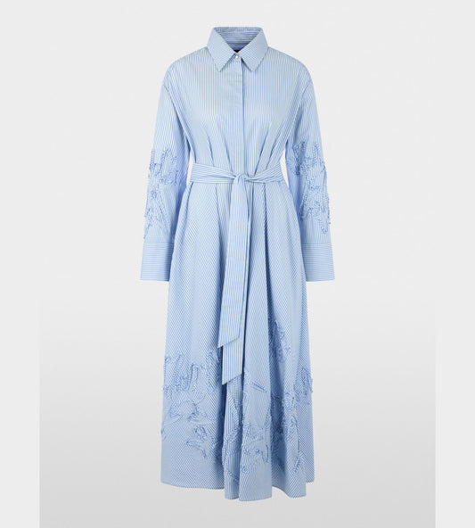 Striped Midi Dress with Embroidery