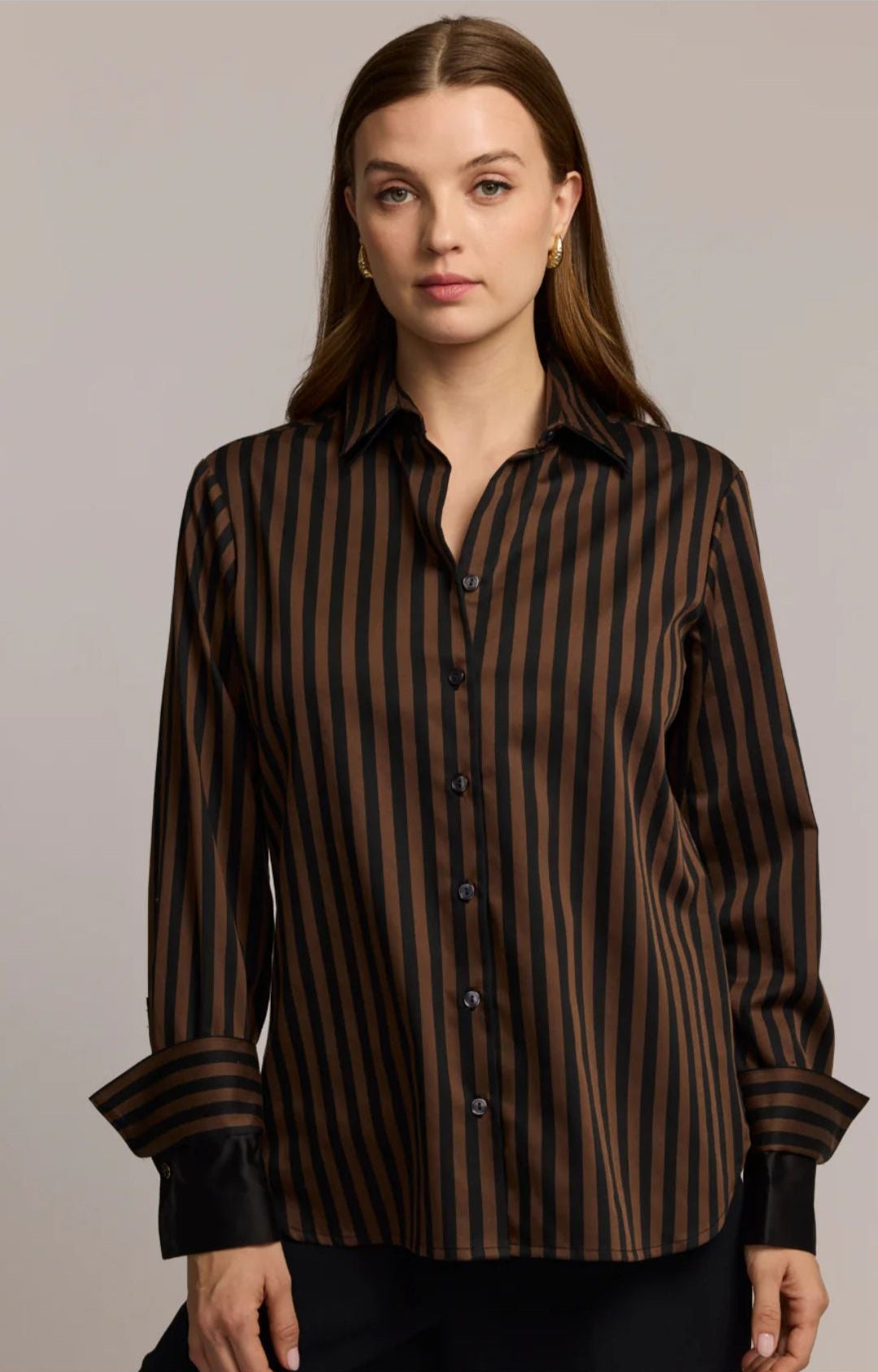 Margot Long Sleeve Stripe Shirt- CR/BLK