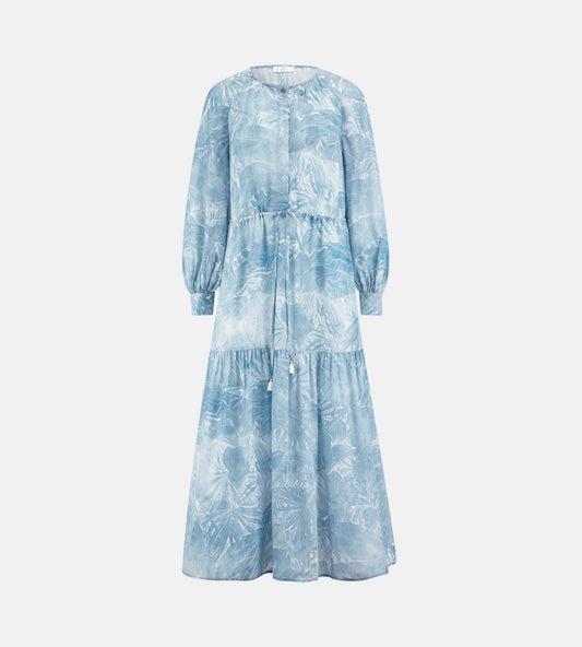 Flowing Midi-Dress with All Over Print