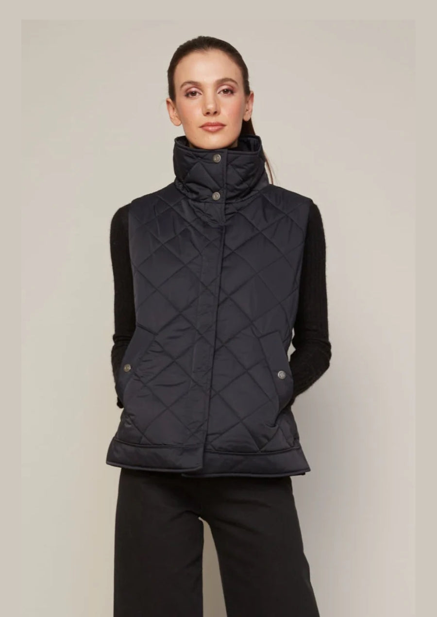 Brielle Quilted Sleeveless Funnel Neck Vest