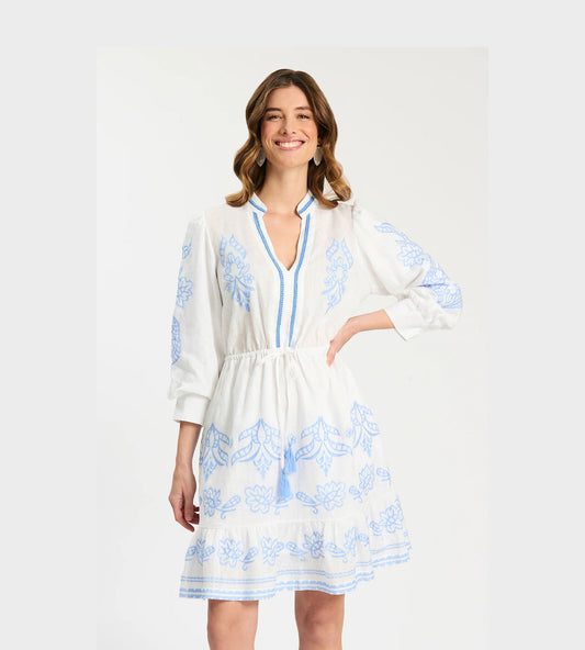 2312EE-Rona Linen Embroidered Dress