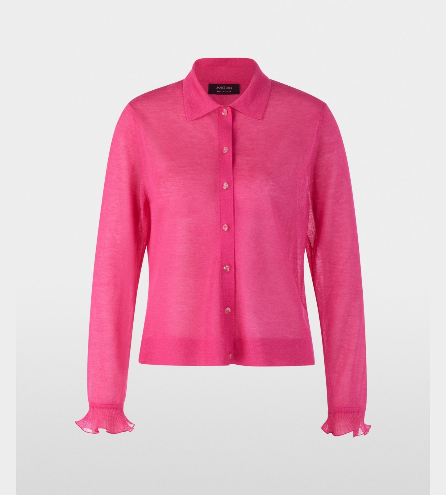 Fine- Knit Cardigan with Floral Buttons