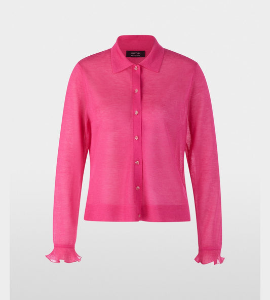 Fine- Knit Cardigan with Floral Buttons