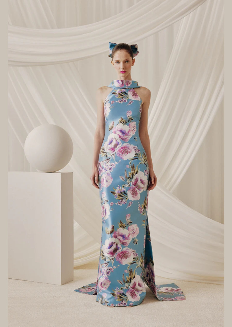 Blue Multi Floral Gown