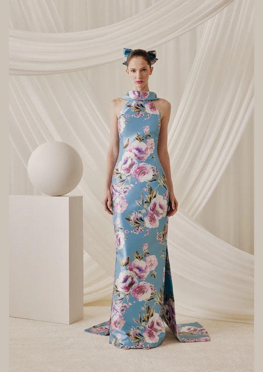 Blue Multi Floral Gown