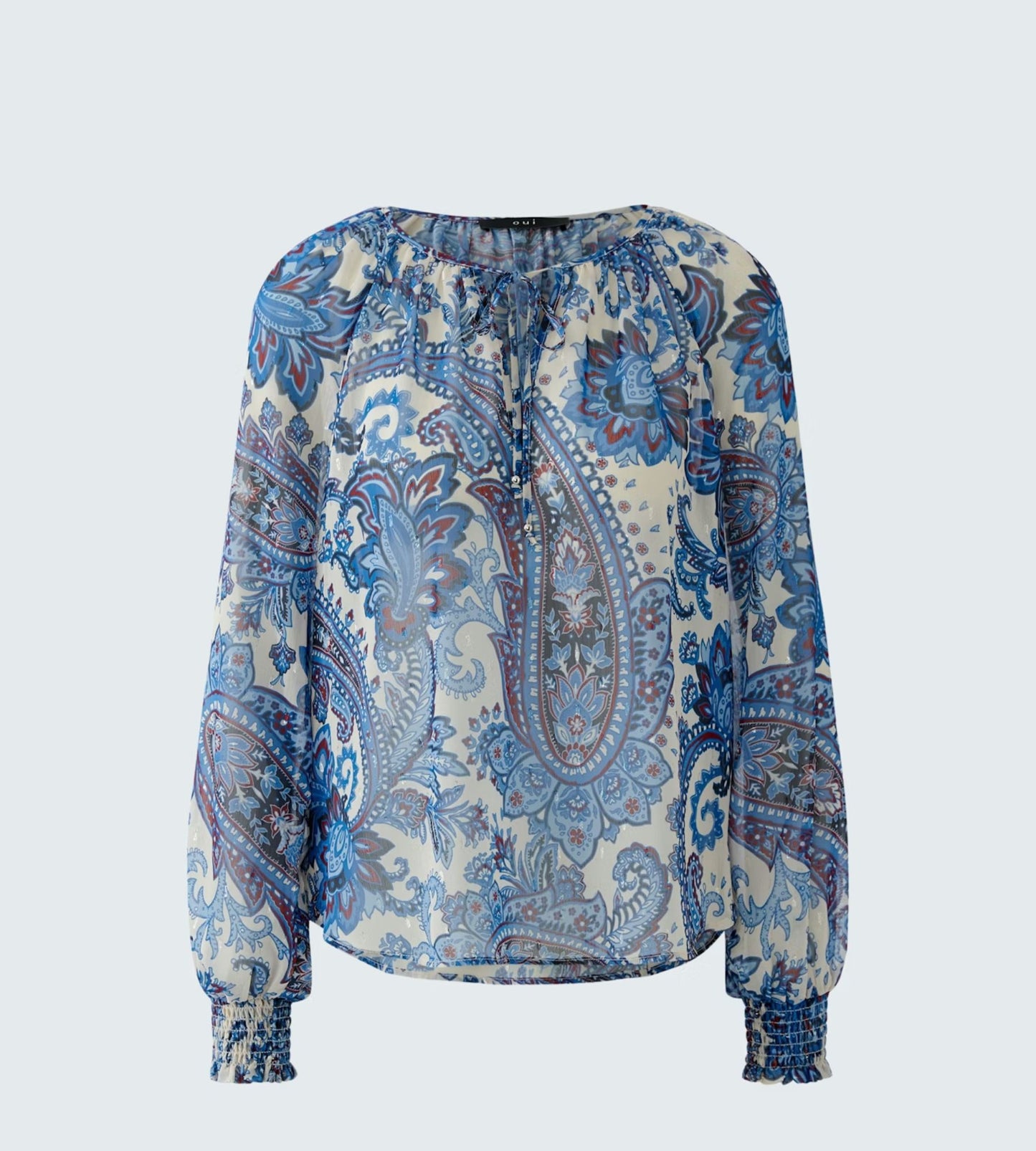 Blouse- Off White Blue