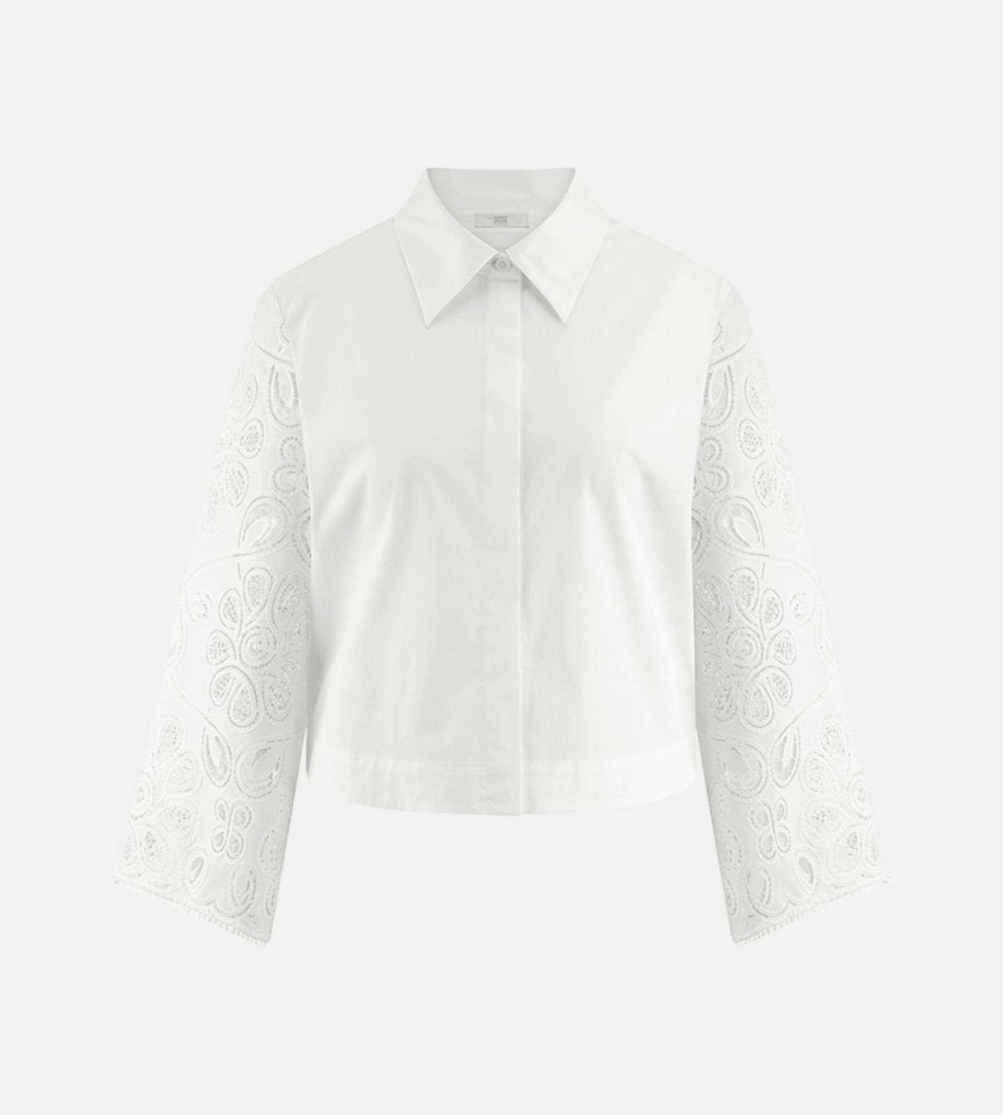 Poplin Blouse with Embroidered Sleeves