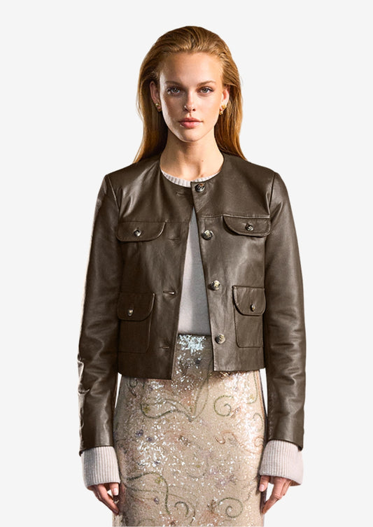 Cropped Leather Jacket