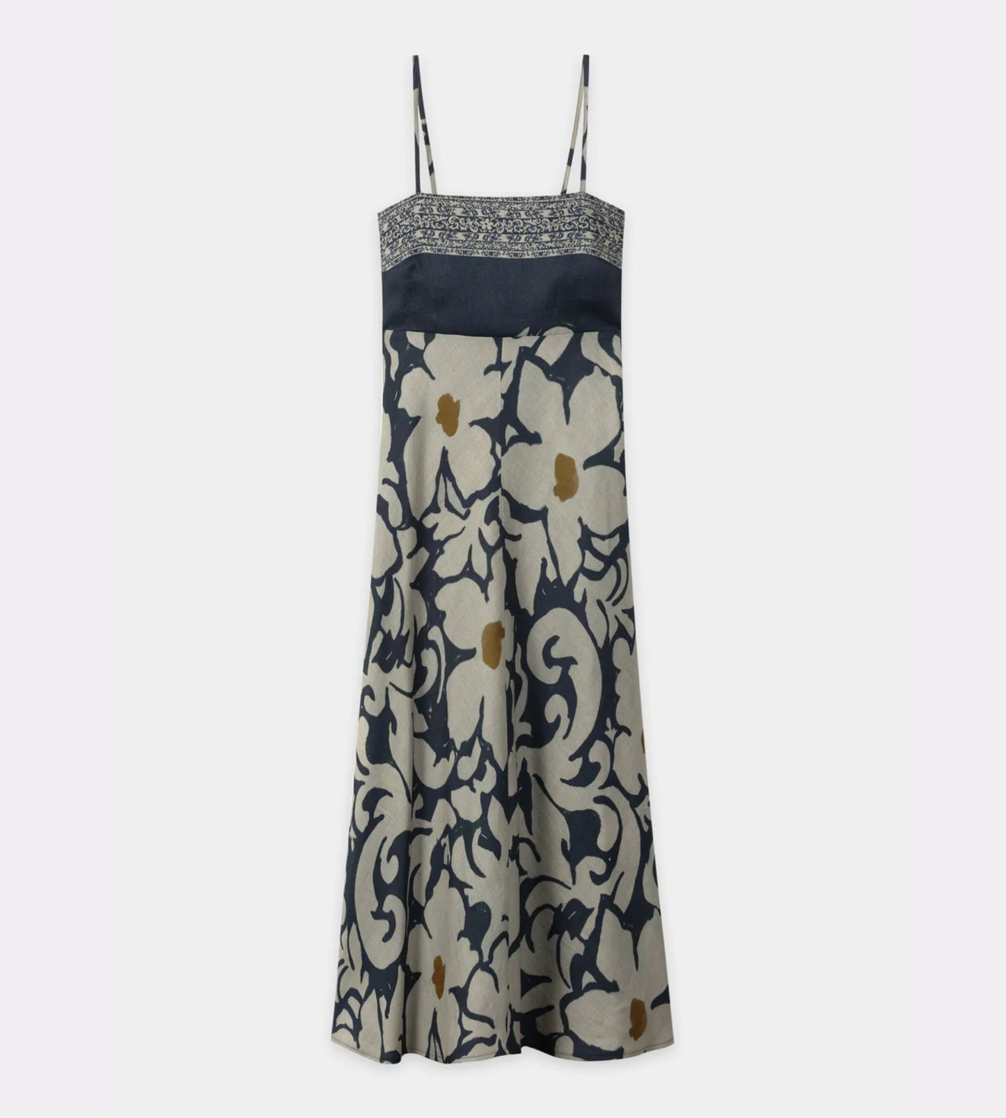 Ramie Dress with Flower Print