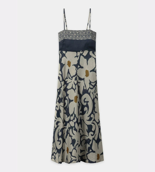 Ramie Dress with Flower Print
