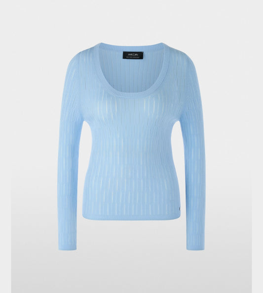 Round Sweater Neck Jumper with Ribbed Texture