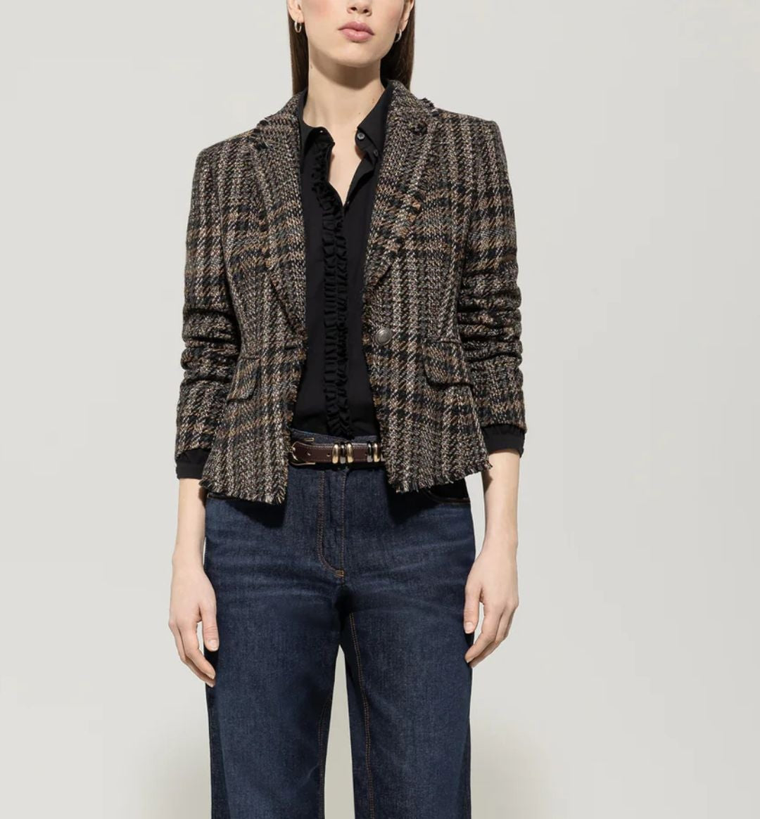 Check One-Button Blazer