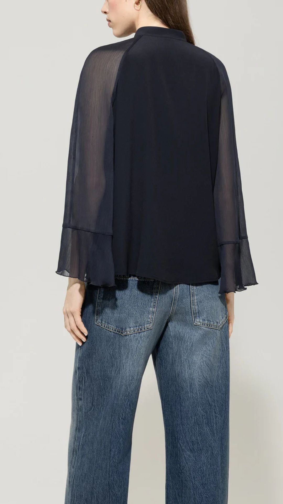 Wide Silk-Blend Blouse
