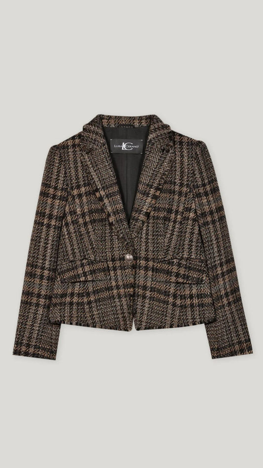 Check One-Button Blazer