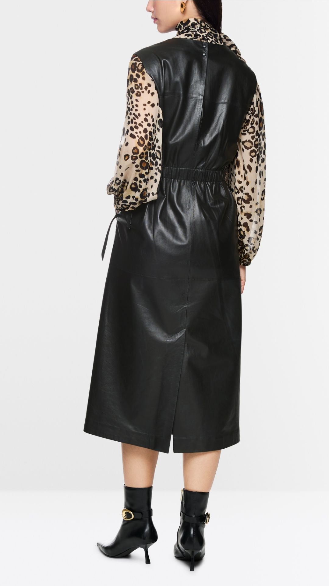 Leather Maxi Dress with V-Neck