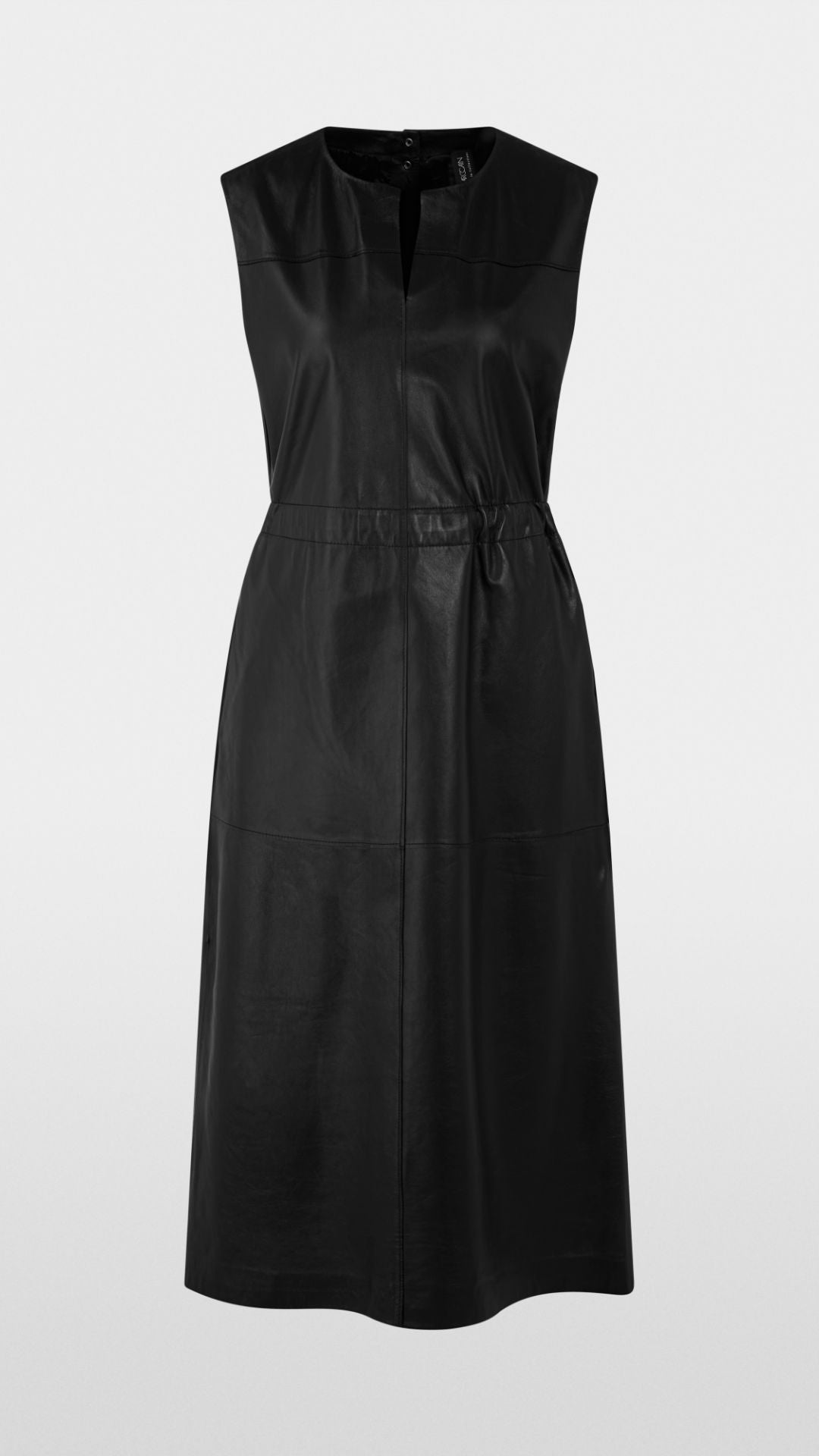 Leather Maxi Dress with V-Neck